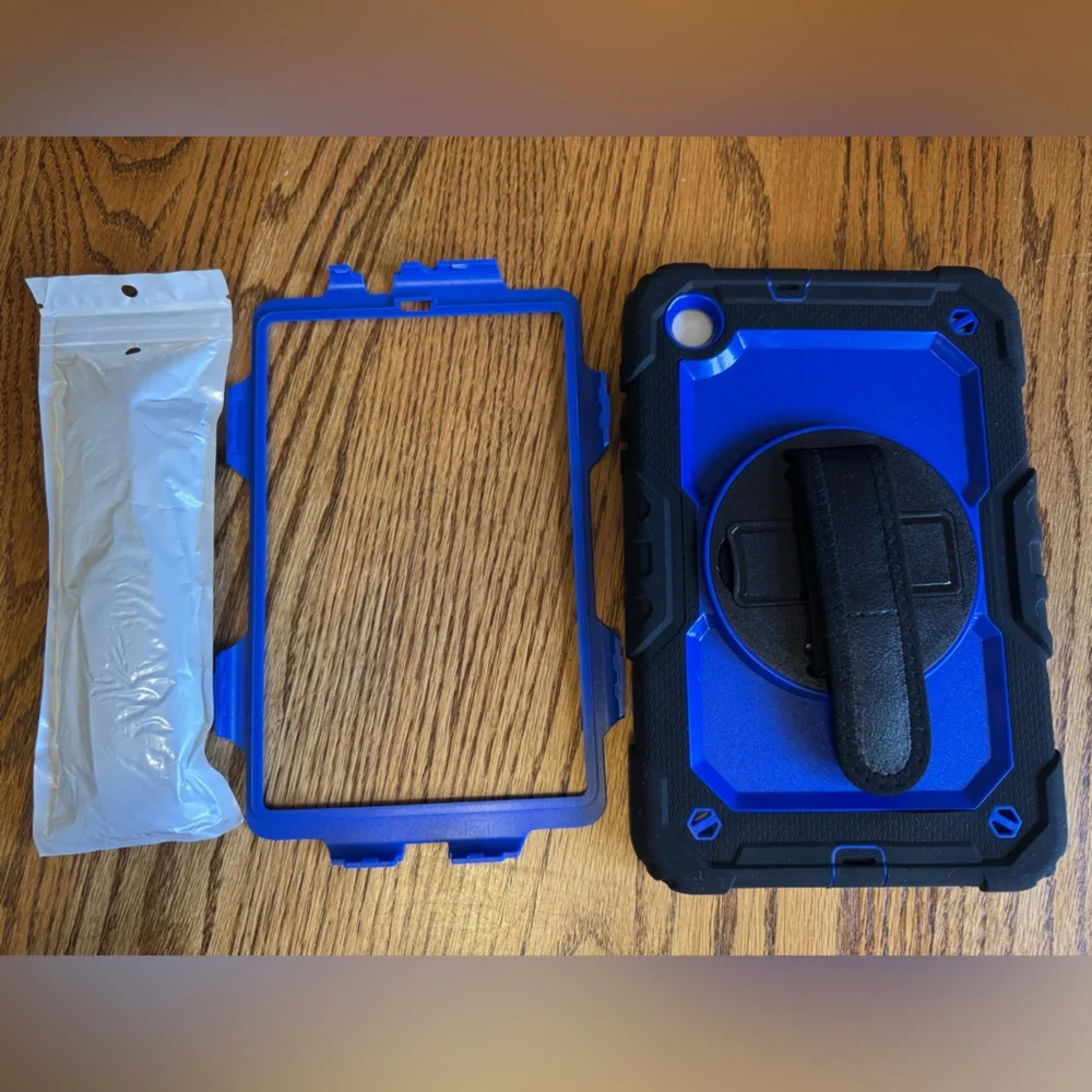 Tablet Protective Case Blue & Black with Hand Strap and neck strap
